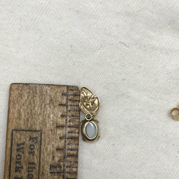 Antique 14k Gold Stud Drop Fire Opal Earrings - Picture 9 of 10